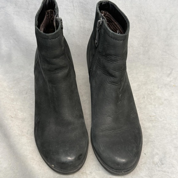 Rockport Boots Womens Size 10 Black Leather Ankle Zip Block Heel CG4150 - Picture 6 of 12